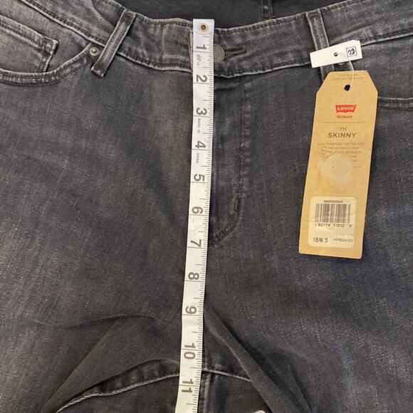 Levi’s 711 Skinny Gray Denim Jean w/Bleach Splatter Mid Rise Slim Fit NWT Sz18WS - Picture 10 of 13